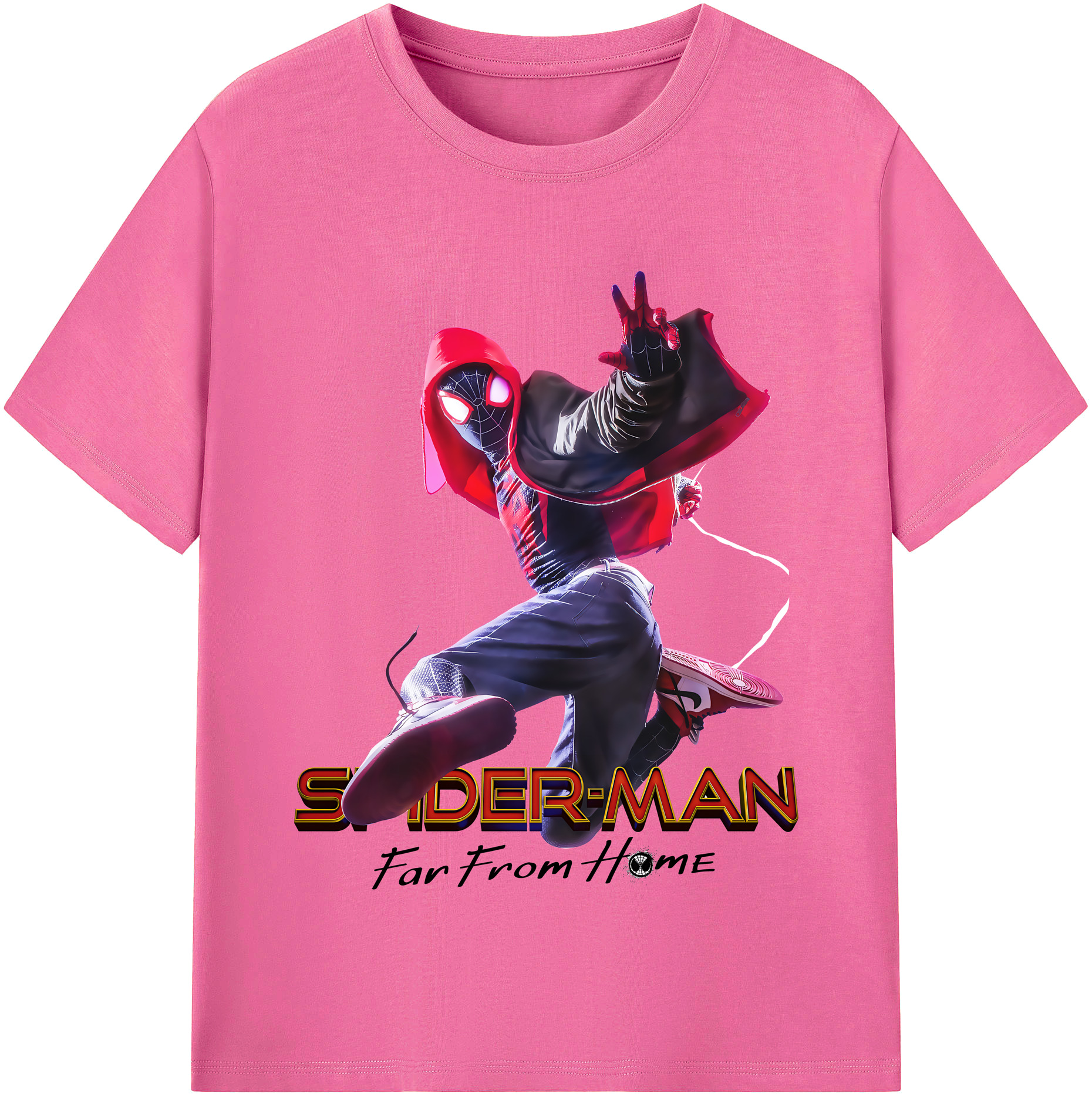（画像用） Spider Man スパイダーマン レディースカジュアルプリントTシャツ（綿100％）